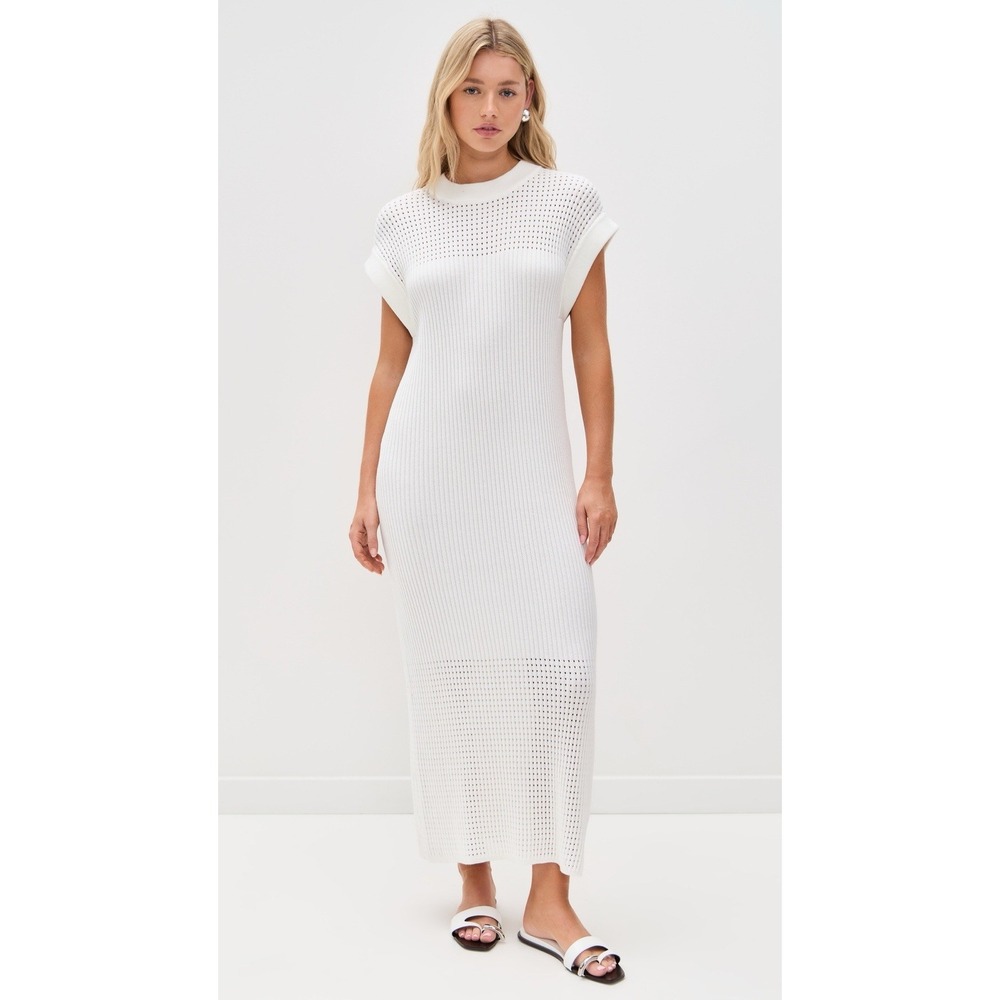 Varley White Cheston Relaxed Knit Dress White Sz M